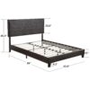 Queen Size Upholstered Platform Bed Frame, Wood Slat Support - Black - Image 7