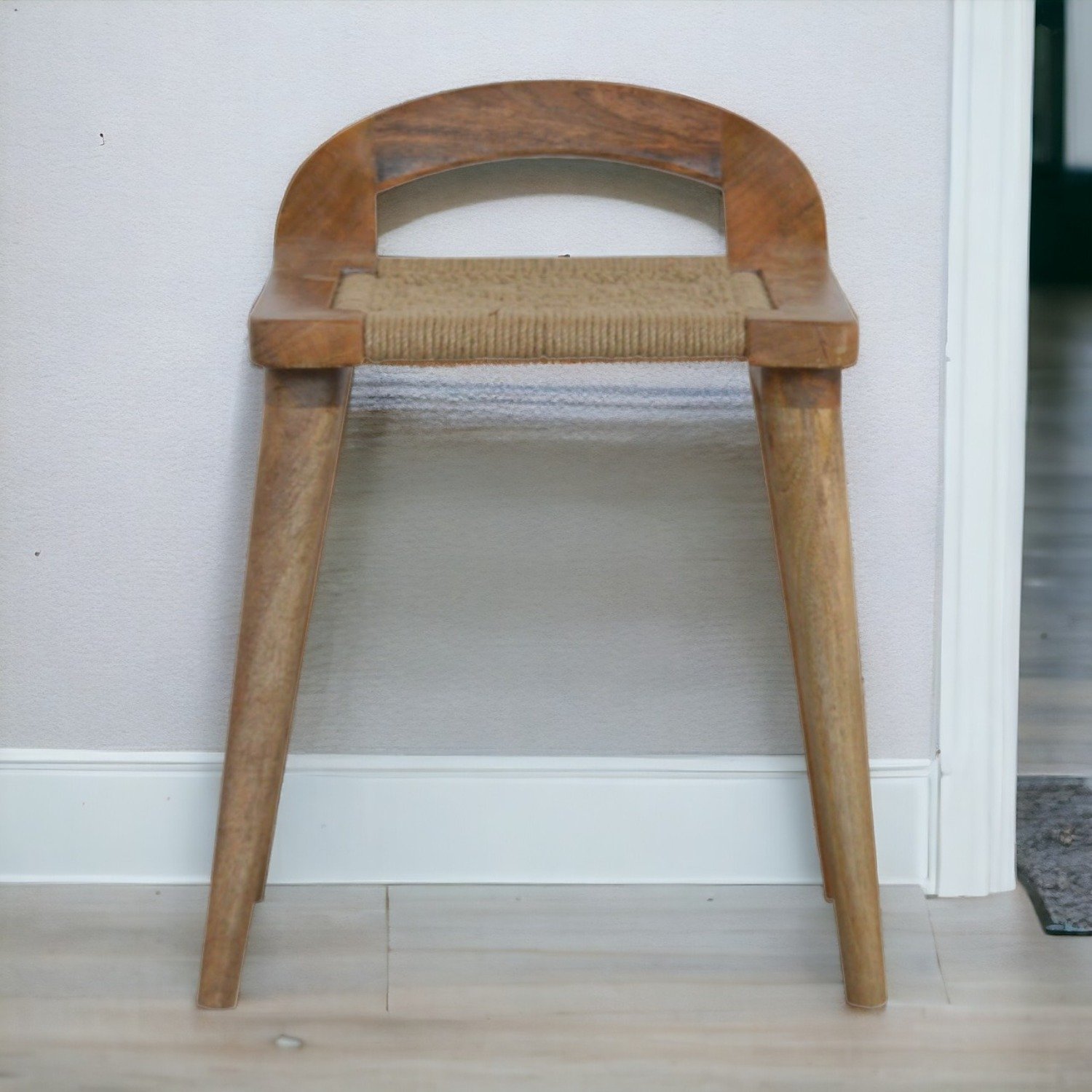 Woven Raised Back Stool - Oak - Image 2