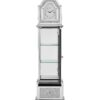 Noralie - Mirrored & Faux Diamonds Grandfather Clock With LED - Silver Gray - Image 4