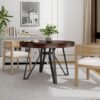 Mid Century Modern Round Dining Table With Metal Legs And Shelf - Brown - Image 2