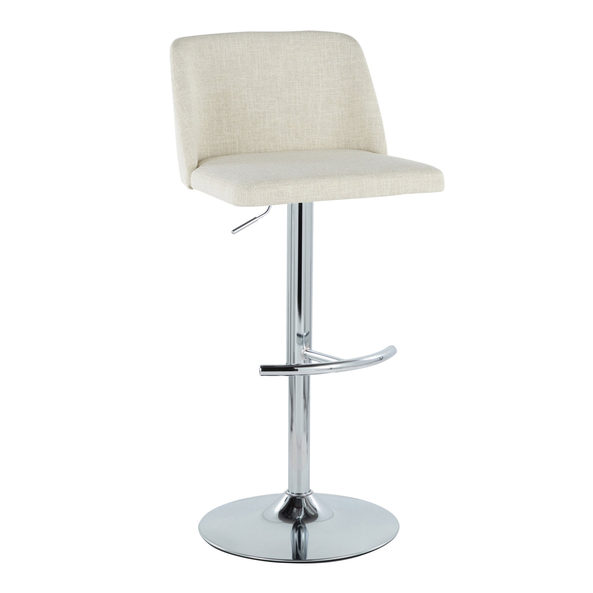 Toriano - Contemporary Adjustable Barstool With Swivel With Rounded T Footrest (Set of 2) - Cream - Image 2