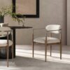 Artemis - Mixed Material Upholstered Dining Arm Chair - Warm White - Image 7
