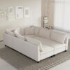 Modular Sectional Bed Couch Set With Pillows Free Combination, Minimalist Style Oversized 6 Seat Convertible Sofa - Cream - Image 6