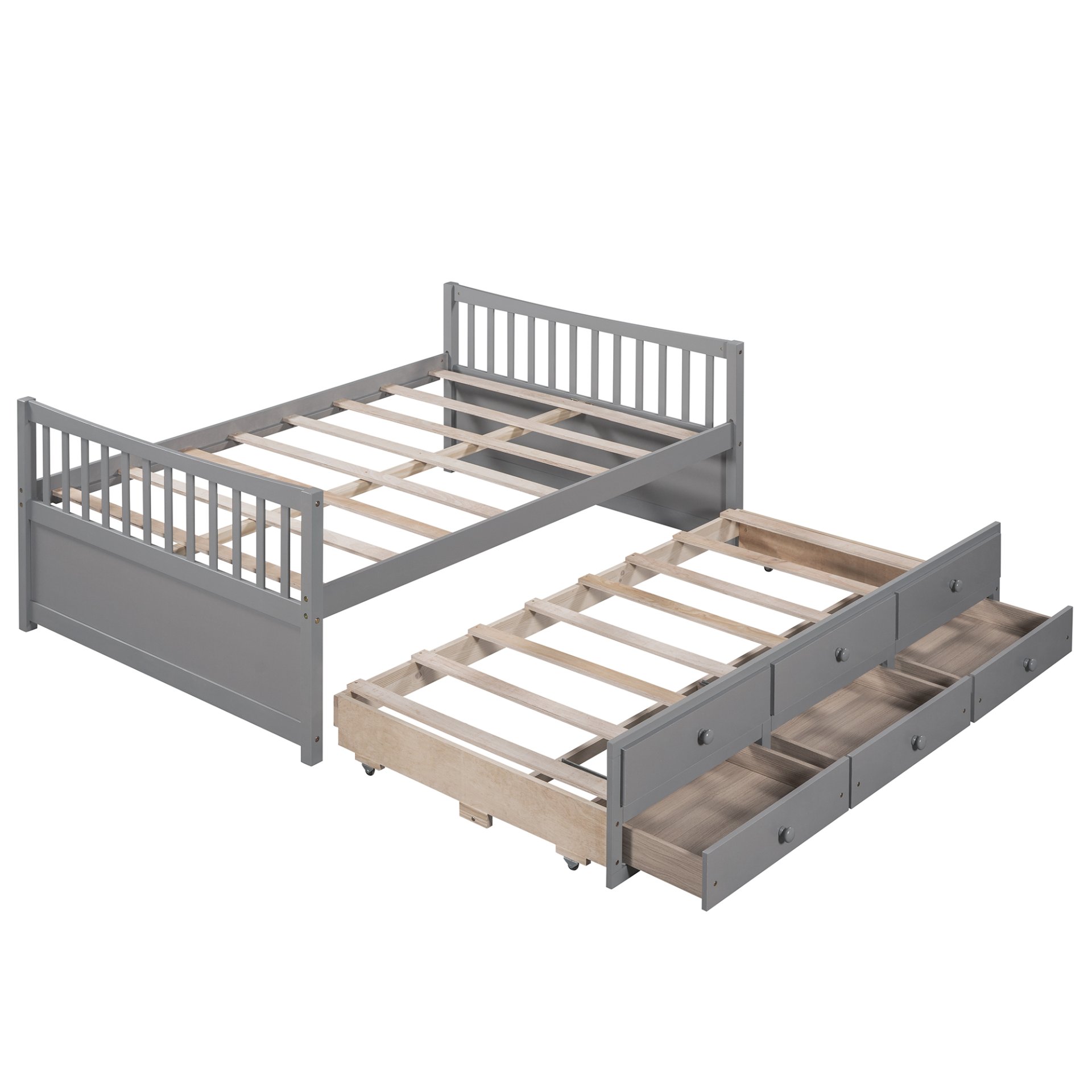 Full Size Daybed With Twin Size Trundle And Drawers - Gray - Image 3