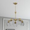 Elegance 5 Lights Linear Arms With Chain Chandelier - Clear / Gold - Image 6