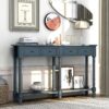 Hearth & Haven Daniel - Console Table With 2 Storage Drawers And Bottom Shelf For Living Room Entryway - Antique Navy - Image 2