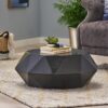 Modern Polygonal Coffee Table With Hammered Texture - Black - Image 2