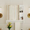 Wall Mounted Bathroom Storage Cabinet With Mirror Door, Medicine Cabinet, Over The Toilet Storage Cabinet With Shelves And Towel Rack - White - Image 4