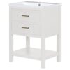 Bathroom Vanity With Top Sink, Modern Bathroom Storage Cabinet With 2 Drawers, Single Sink Bathroom Vanity - White - Image 12