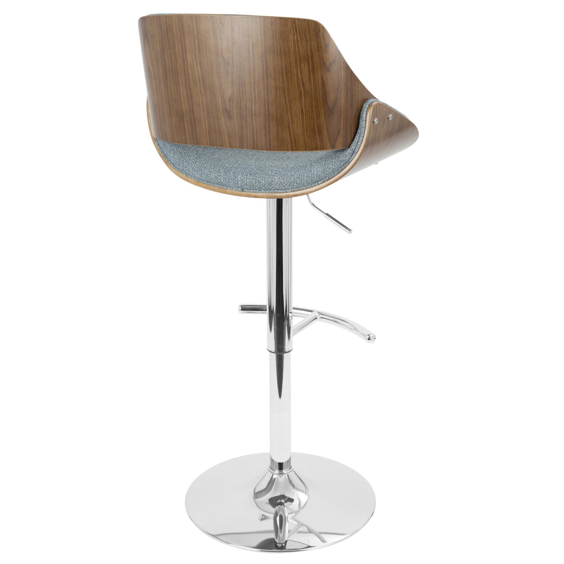 Fabrizzi - Mid-Century Modern Adjustable Barstool With Swivel (Set of 2) - Walnut / Blue - Image 5