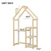House-Shaped Wooden Writing Desk, Kids Study Table, Bookshelf & Toy Storage - Natural - Image 9