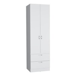 Armoire Wardrove, Hanging Rod, 2 Drawers, 1 Shelf - White