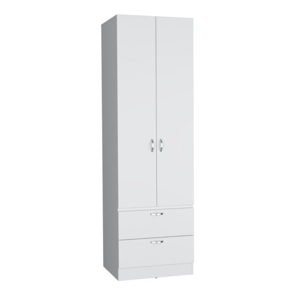Armoire Wardrove, Hanging Rod, 2 Drawers, 1 Shelf - White