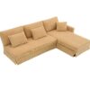 Modern L-Shaped Corduroy Sofa With Reversible Chaise, 4 Seat Upholstered Sectional Indoor Furniture, Convertible Sleeper Couch With Pillows - Light Brown - Image 3