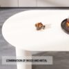 Modern Cream Style Dining Table With Round Wave Legs, 4 - 8 Person - Cream White - Image 7
