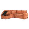 Convertible Sofa Bed Sectional Sofa Sleeper L-Shaped Sofa With A Storage Ottoman, Two Pillows, Two Power Sockets And Two USB Ports For Living Room - Orange - Image 12
