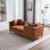 Wide Modern Double Sided Upholstered Chaise Lounge - Caramel - Image 6
