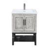Modern Freestanding Bathroom Vanity With Ceramic Sink, Hot And Cold Faucet, 2 Door Cabinet & Open Iron Shelf, Magnesium Oxide And Iron Frame - White - Image 7