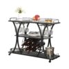 Industrial Bar Cart Kitchen Bar & Serving Cart For Home With Wheels 3 Tier Storage Shelves - Black / Gray - Image 7