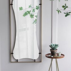 Poppy Mirror With Metal Frame Contemporary Design Wall Decor For Bathroom, Entryway - Golden Black