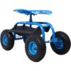 Rolling Garden Scooter Cart With 360 Swivel Seat Tool Tray Steel - Blue - Image 10