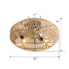 20" New Boho Caged Ceiling Fan With Enclosed Rattan 6 Speeds Remote Control Reversible Dc Motor For Living Room - Rattan - Image 3