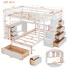 Full Over Twin Bunk Bed With Desk, Drawers And Shelves - White - Image 23
