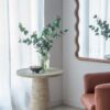 Round Side Table With Pedestal Base - Cream - Image 5