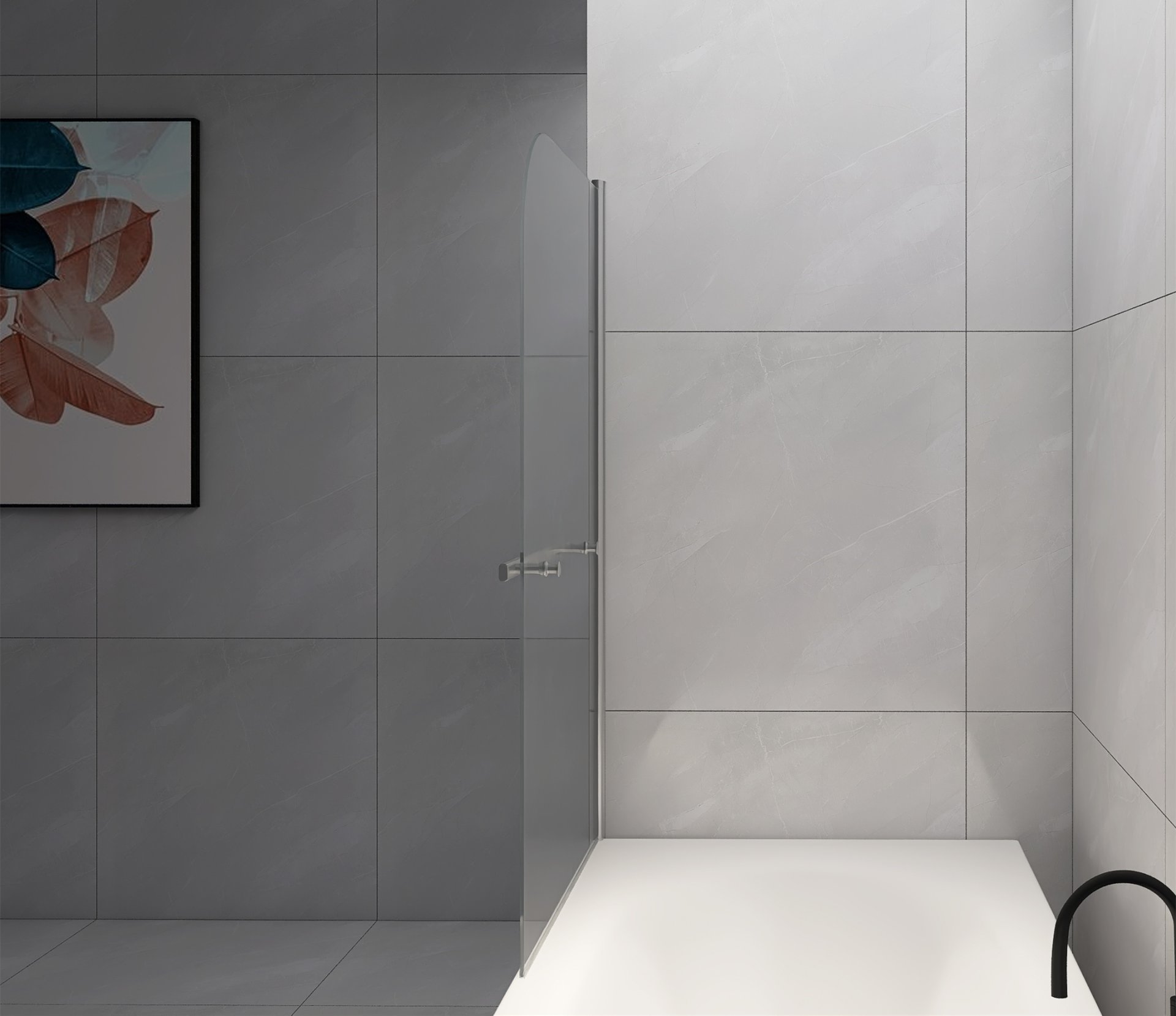 Bathtub Screen Framless Shower Door Tempered Glass Shower Panel - Transparent - Image 5