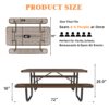 Expanded Metal Rectangular Picnic Table - Brown - Image 4