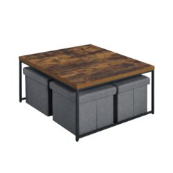 Caitlin - Wood Grain 5 Piece Coffee Table (Set of 5) - Weathered Oak