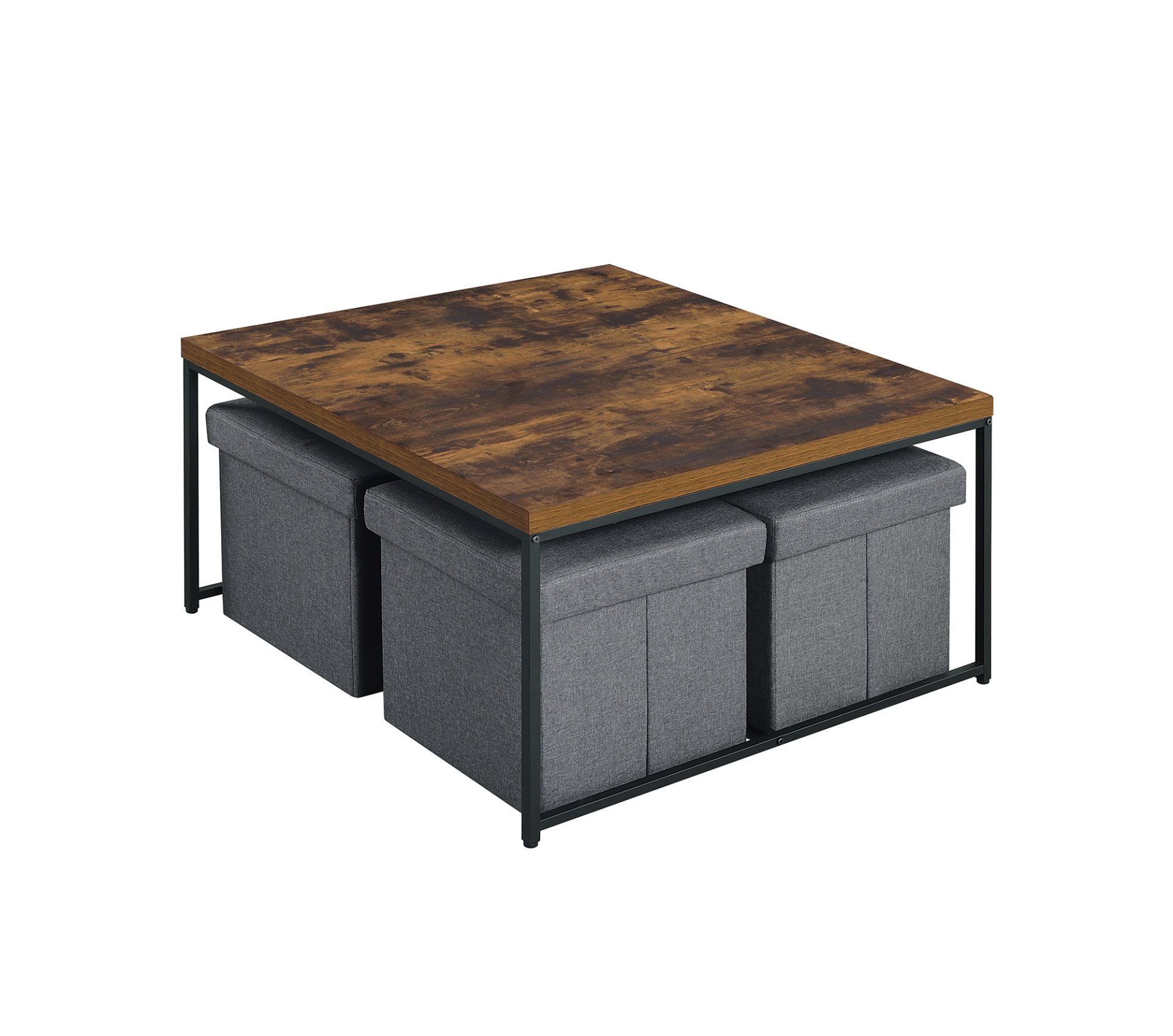 Caitlin - Wood Grain 5 Piece Coffee Table (Set of 5) - Weathered Oak - Image 2