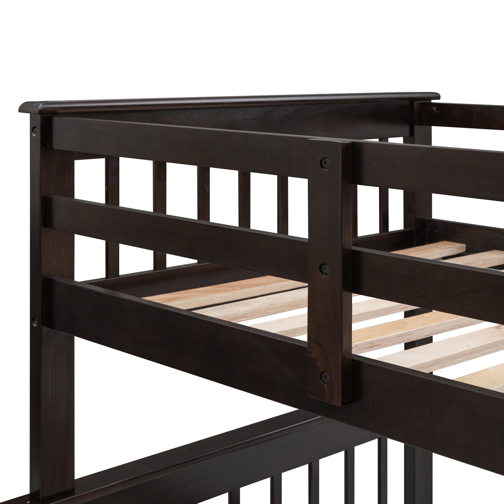 Stairway Twin Over Full Bunk Bed With Storage And Guard Rail For Bedroom - Espresso - Image 9