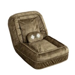 Upholstered Human Dog Bed And Pets Bean Bag Floor Sofa With Massage Pillow, 5 Adjustable Positions & 2 Soft Pillows Velvet With Foam And Iron Plastic Frame - Green