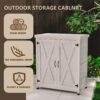 Rustic Cedar Wood Potting Bench With Storage Cabinet And Metal Top For Outdoor Patio - Gray - Image 5