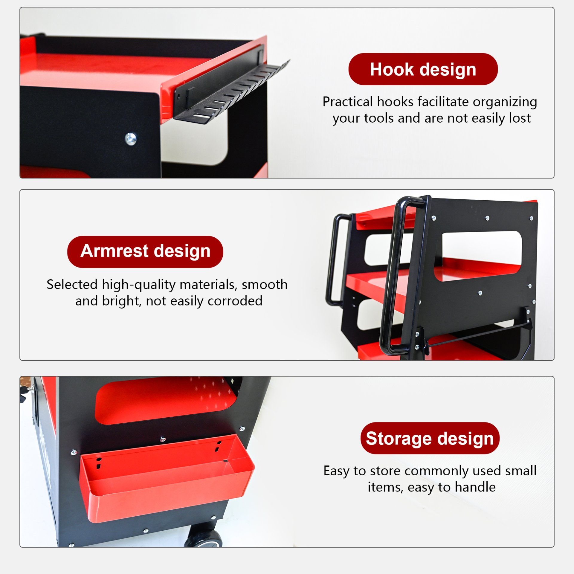 4 Level Multi Purpose Trolley For Diagnostics - Black / Red - Image 13