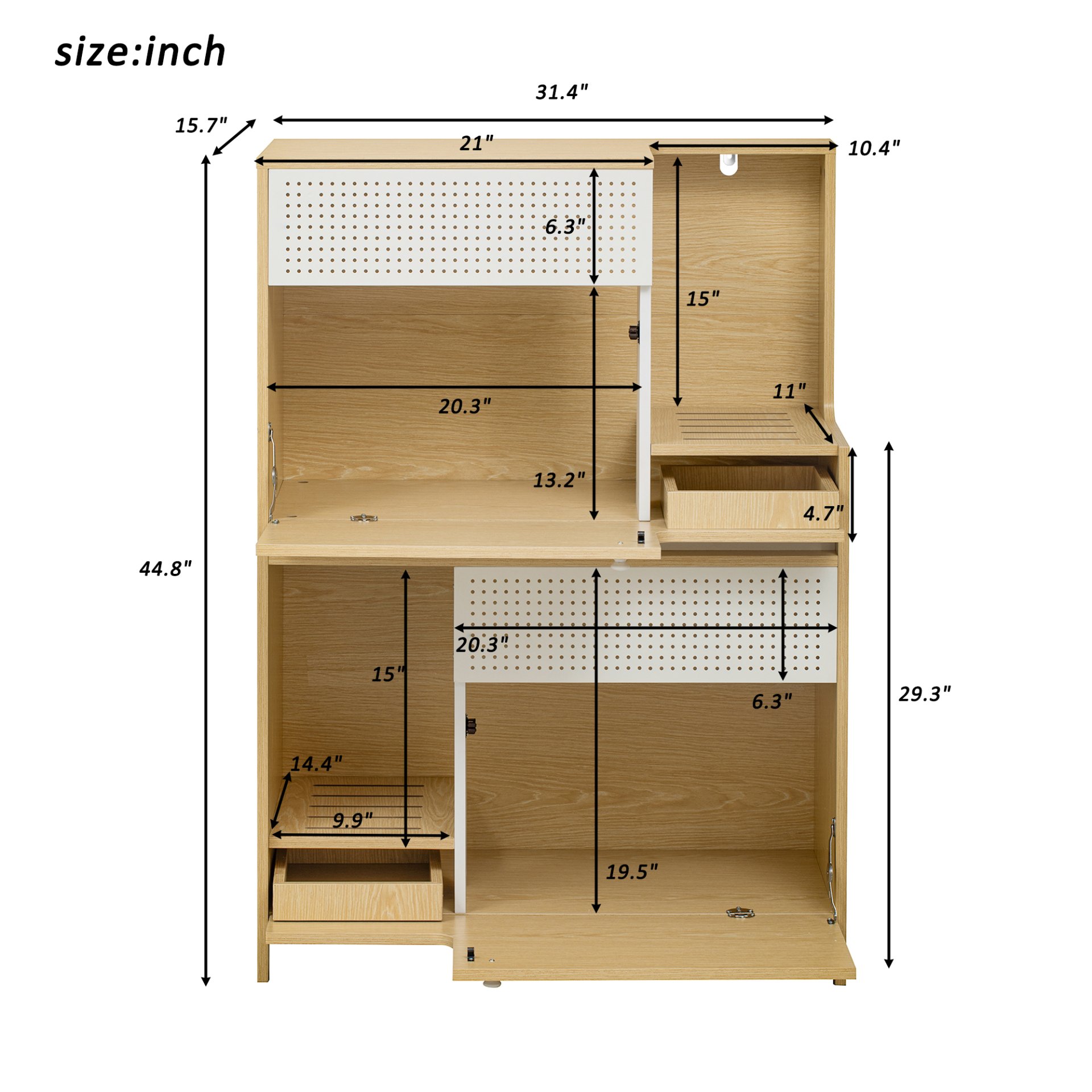 Furniture Style Multi Use Natural Cat Litter Box House With Flip Down Door - Natural - Image 3