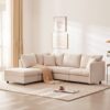 Modern Sectional Sofa With Vertical Stripes, 2 Pillows, 5 Seat Couch With Convertible Ottoman, Various Combinations, L-Shape Indoor Furniture - Beige - Image 16