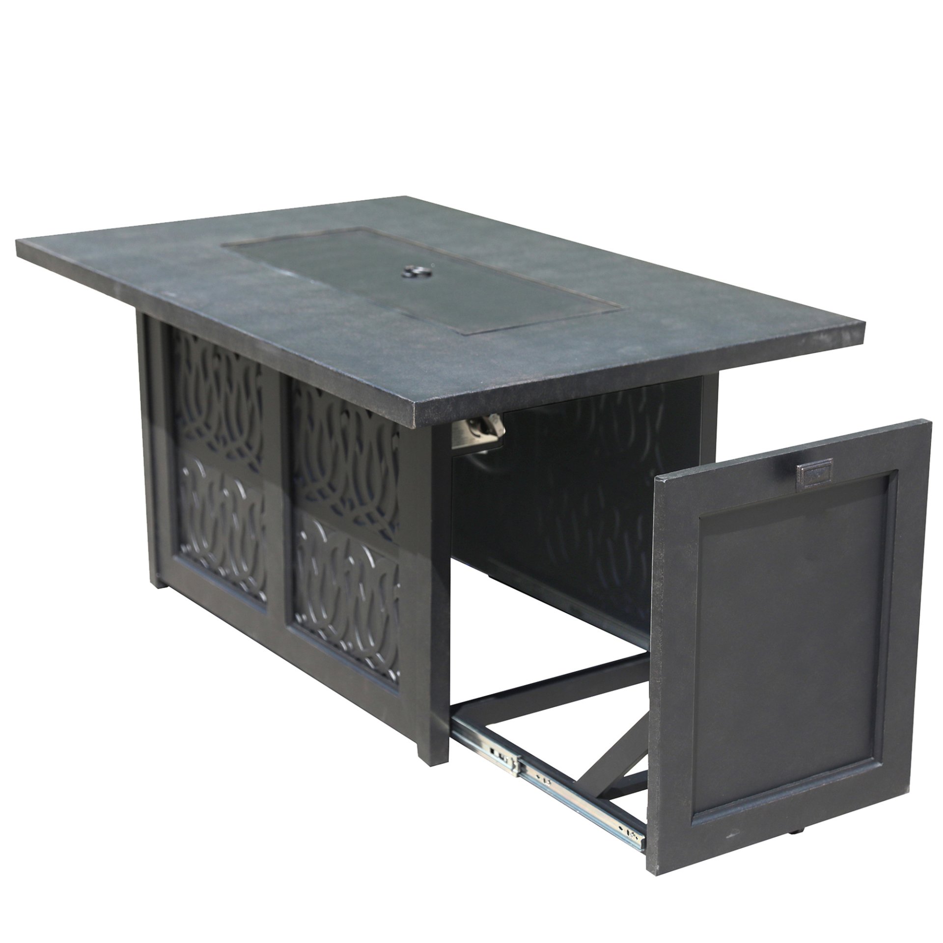 Aluminum Rectangle Fire Table With Fire Glass And Cover - Antique Bronze - Image 8