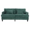 Mid Century Modern Chenille Fabric Loveseat Sofa, 2 Seat Upholstered Couch With Wood Feet - Emerald - Image 10