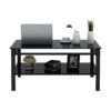 Glass Lift Top Coffee Table, Modern Simple 2-Layer Tempered Glass Coffee Table For Living Room - Black - Image 8