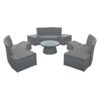 10 Piece Outdoor Sectional Half Round Patio Rattan Sofa Set, Wicker Conversation Furniture Set For Free Combination - Light Gray - Image 15