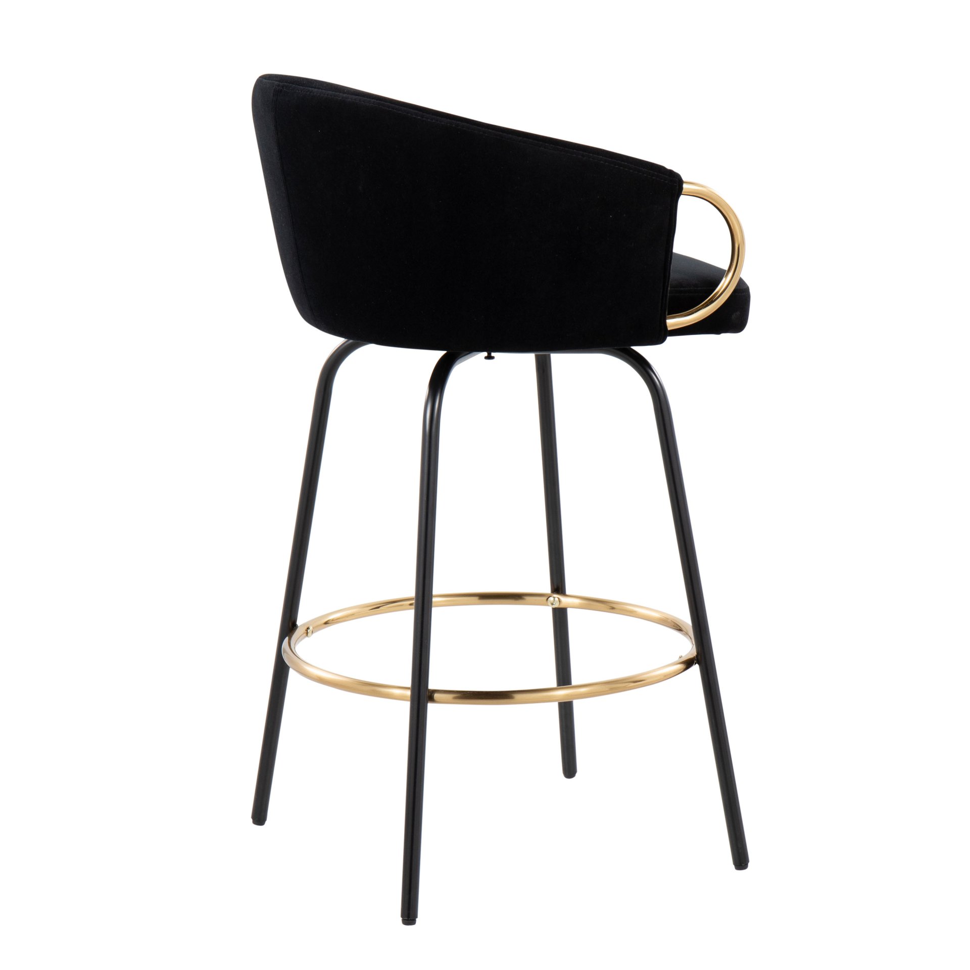 Claire - Contemporary / Glam Counter Stool (Set of 2) - Black / Gold - Image 4
