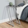Accent Table, C - Shaped, Tempered Glass, Contemporary & Modern - Silver - Image 3