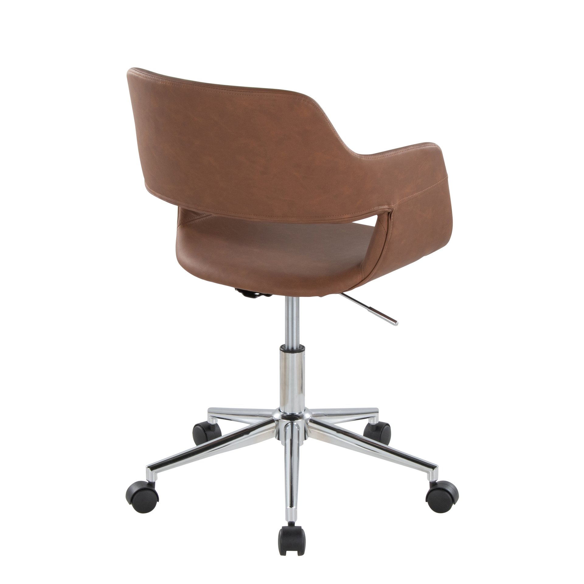Margarite - Contemporary Task Chair - Chrome / Brown - Image 3