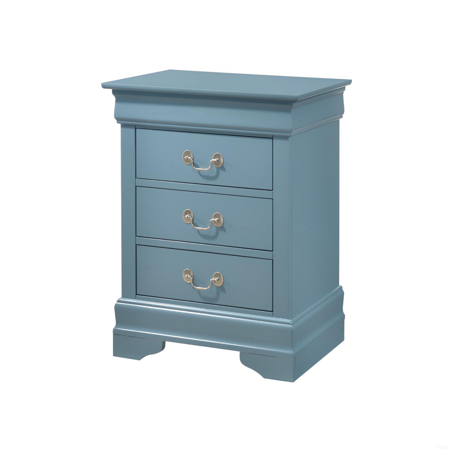 Louis Phillipe - 3 Drawer Nightstand - Teal - Image 4
