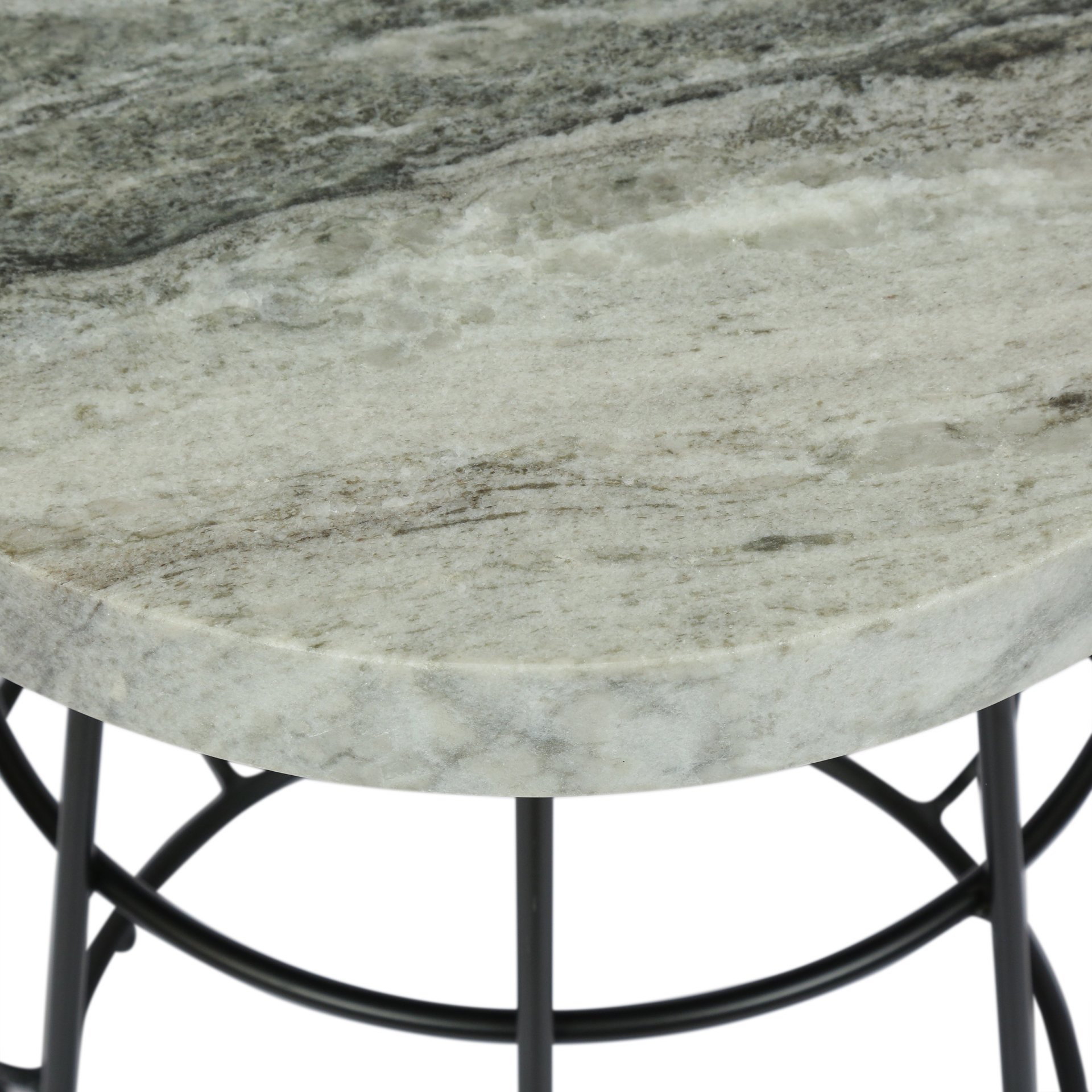 Side Table With Marble Top And Iron Base - Black / White - Image 5