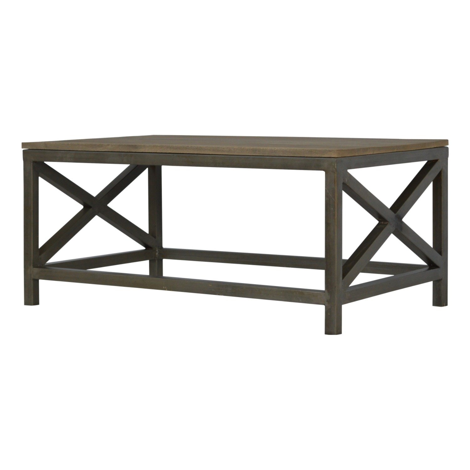 Industrial Cross Metal Coffee Table - Pewter - Image 5