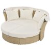 Outdoor Patio Daybed Wicker Rattan Double Daybed Round Sofa Furniture Set With Retractable Canopy, 4 Pillows For Lawn Garden Backyard Porch Pool - Beige - Image 17