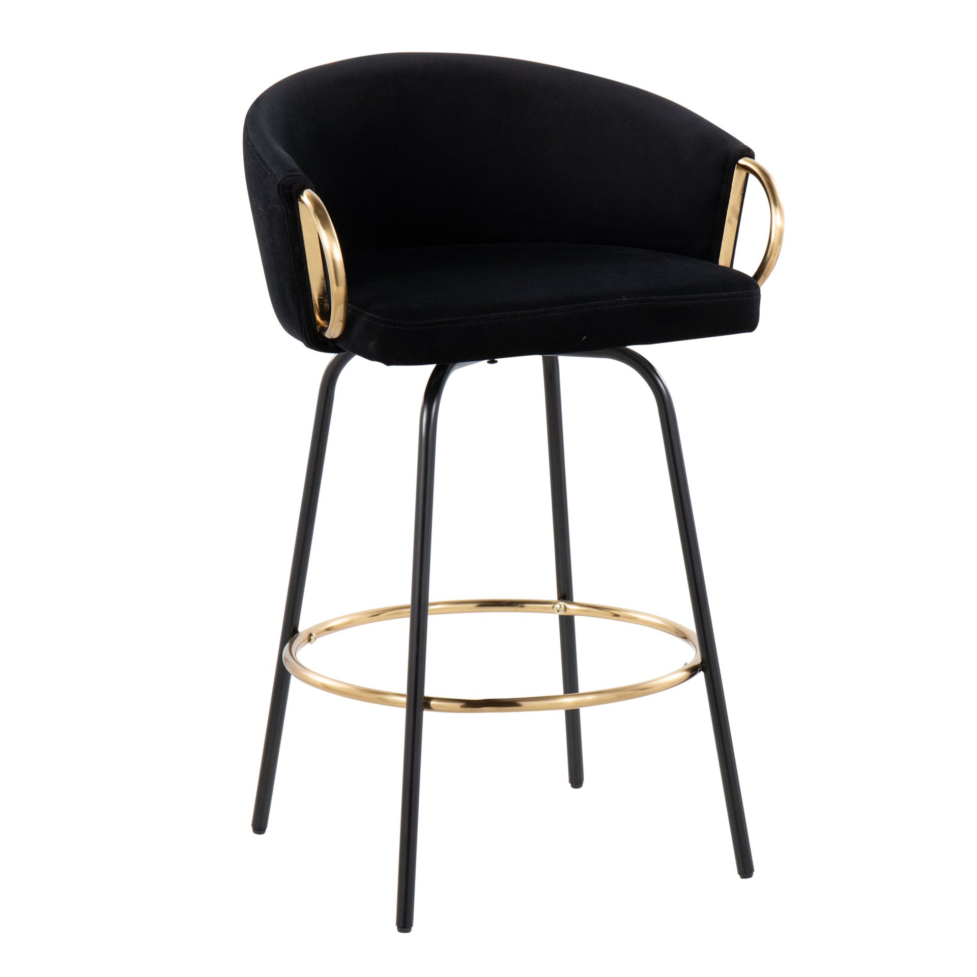 Claire - Contemporary / Glam Counter Stool (Set of 2) - Black / Gold - Image 2